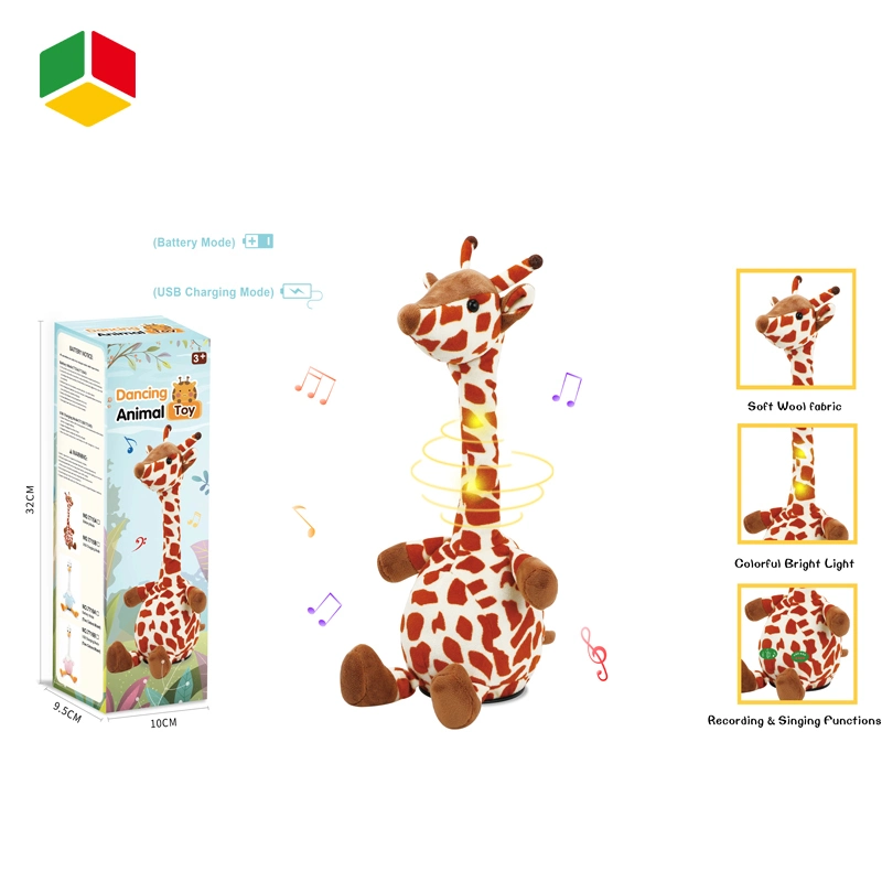 Qstoys niños Peluche electrónico Bailando Juguetes hablando cantando grabar Giraffe Juguetes con LED Light Music Bluetooth