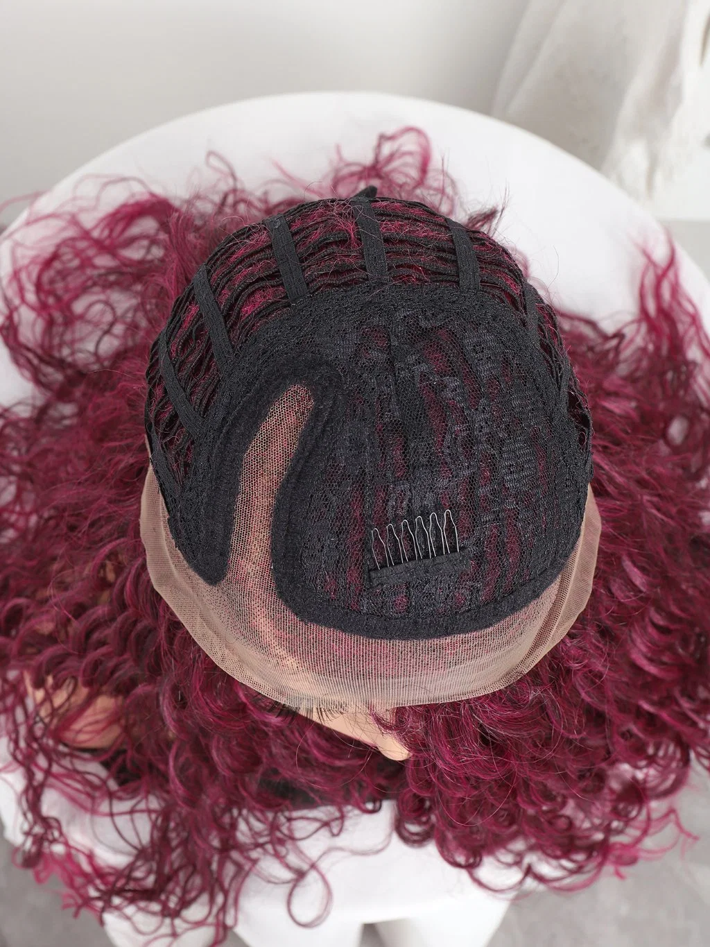 Newlook Cross-Border European Wine Red Long Curly Hair Chemical Fiber Headgear