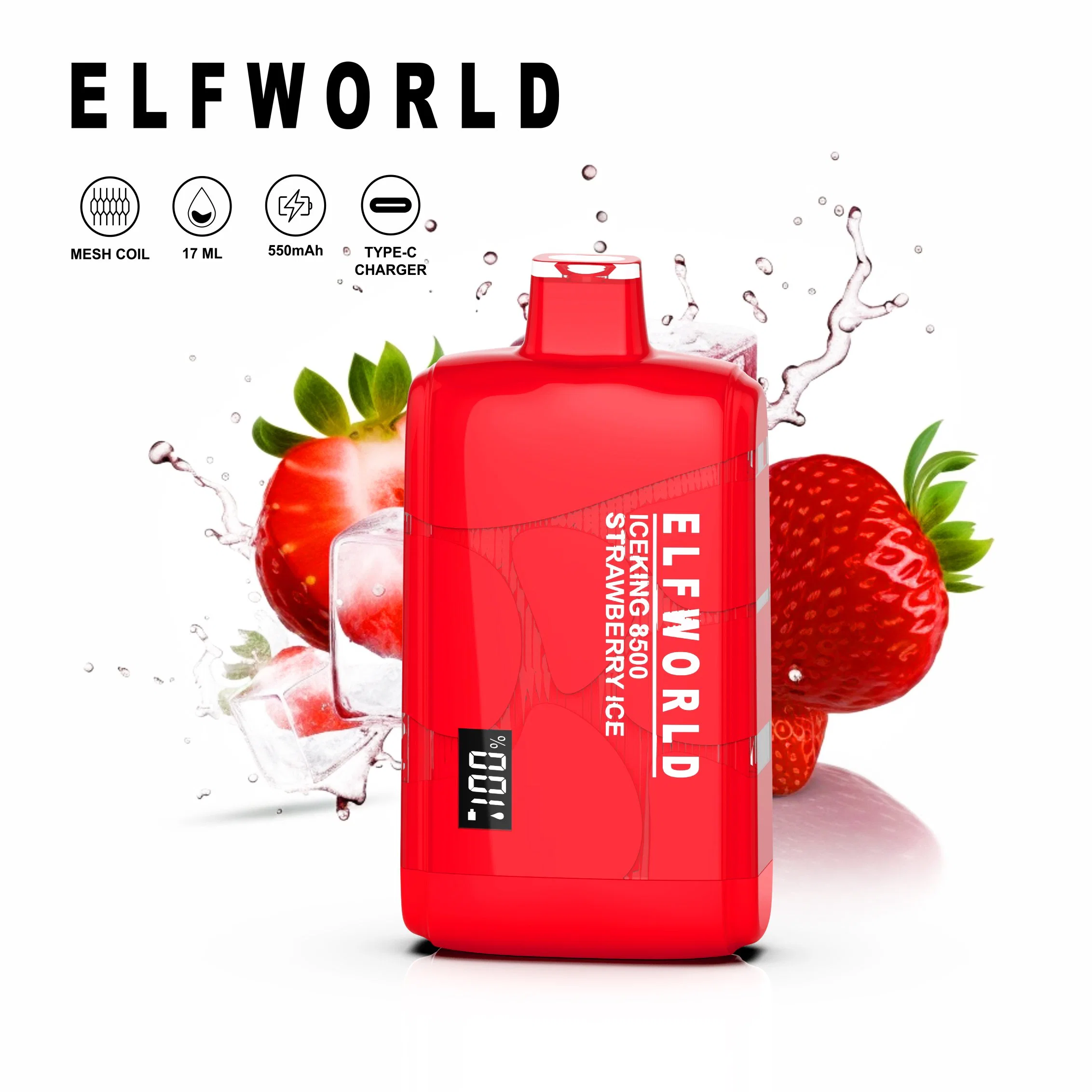 Elfworld Iceking 8500 OLED Display Smart Multiple Flavors Lost Vape قلم vape vaporizer للقص بقالب بقلم "غيمة كبيرة" لقلم "بلورة" بقالب قابل للاستخدام مرة واحدة مصنع 9000 بوف E السجائر