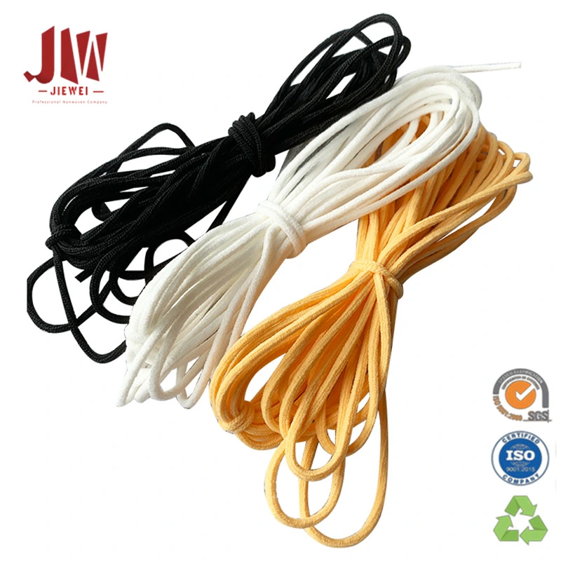 White Round Elastic Rope 3mm Earloop for Disposable Mask