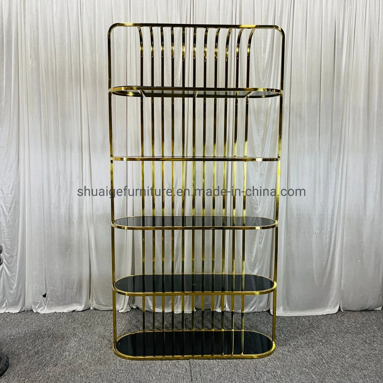 Golden Luxury Stainless Steel Rack Wine Display Stand Wine Cabinet