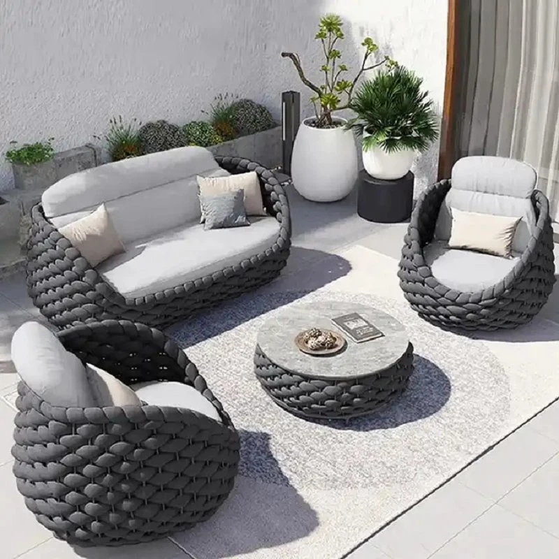 Factory Wholesale Aluminum Garden Set Rope Patio Furniture Outdoor Sofa