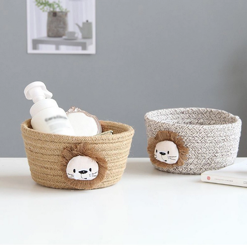 Cartoon Animals Hand Woven Storage Basket Kids Toys Sundries Storage Box