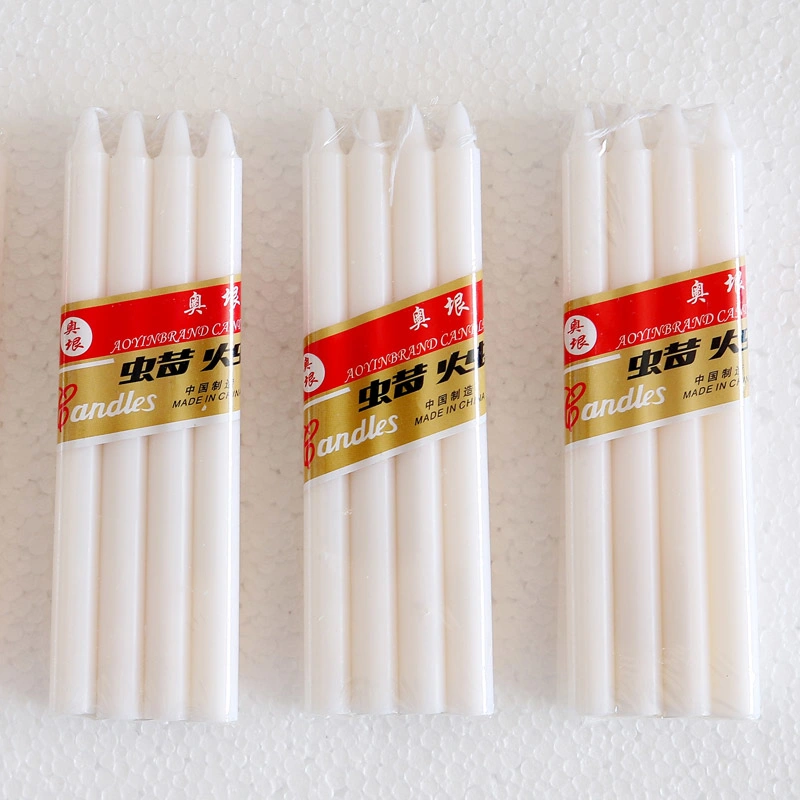 Comercio al por mayor blanco Stick velas para Nigeria 8pcs Pack en el mercado de gran tamaño y su pequeño tamaño con precios baratos y etiqueta personalizada