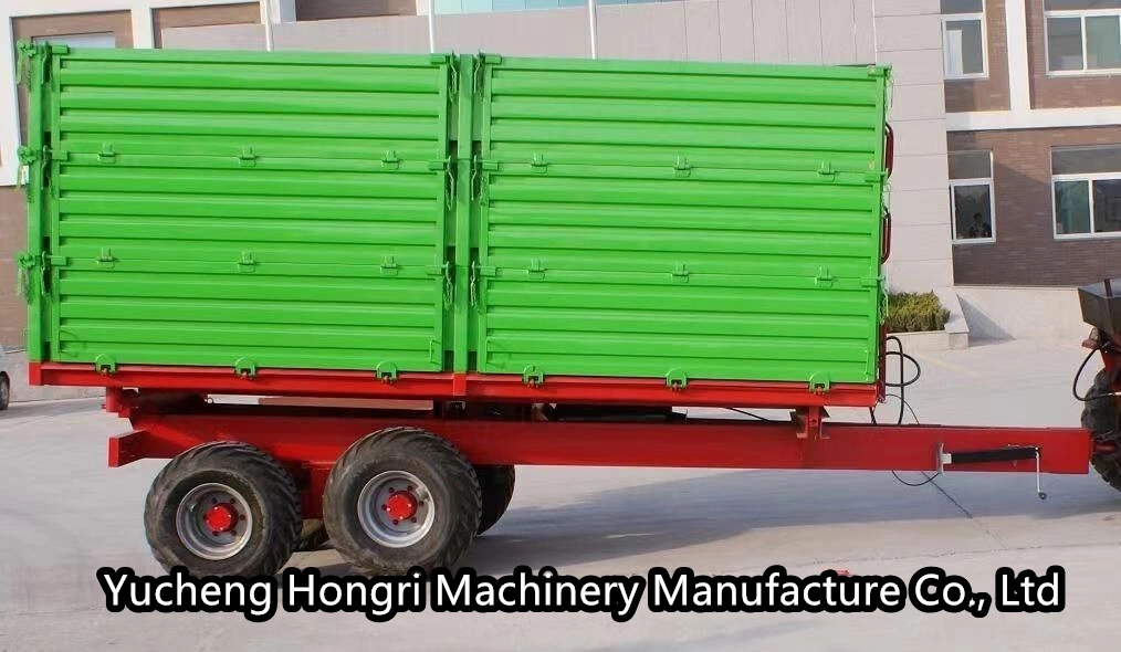 Agricultural Machinery 4 Tyres Double Axle Agricultural Hydraulic Tipping Trailer