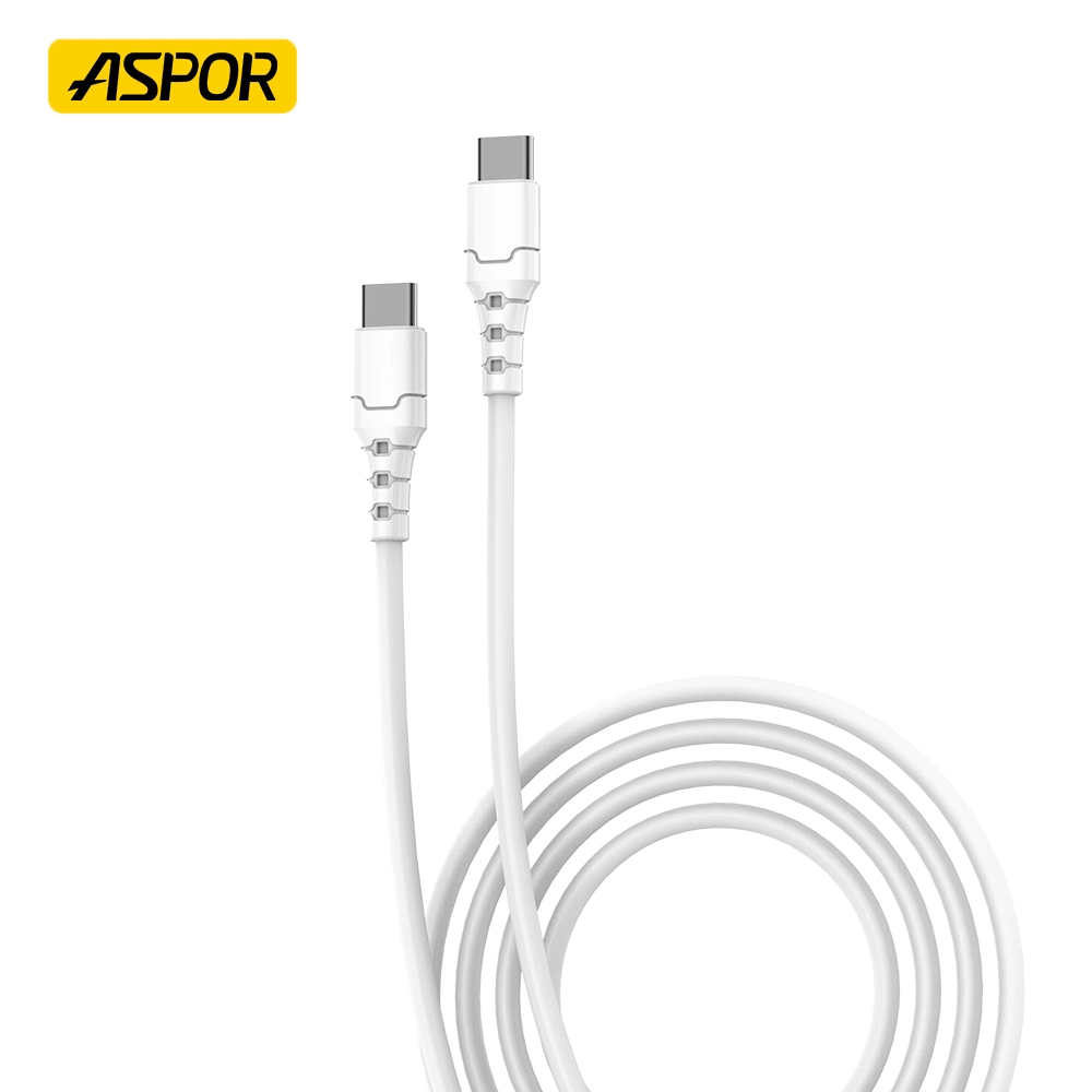 Aspor A098 100W Type C to Type C Pd Fast Charging Cable Protection Silicone Data Line Rubber Protective Sleeve 1m Type C Cable