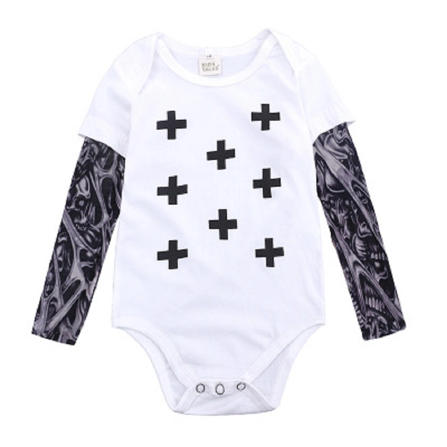 Newborn Baby Boys Infant Tattoo Print Long Sleeve Romper Jumpsuit Leotard Bodysuit Daily Wear Clothes Comfortable Clothing Esg13830