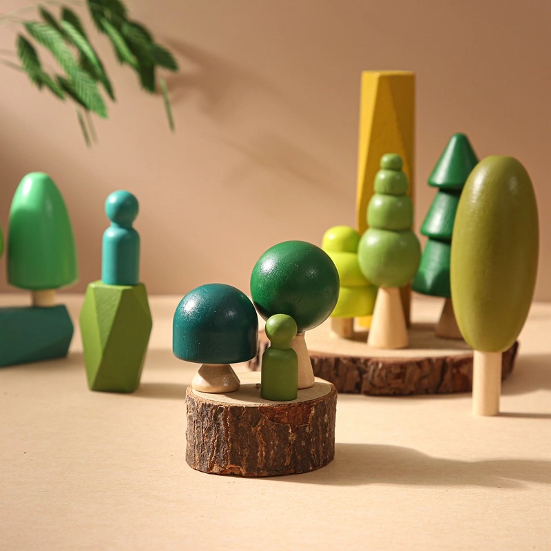 Arbre de miniatures en bois jouets d'empilage d'équilibrage des blocs de pierre Creative jouets éducatifs