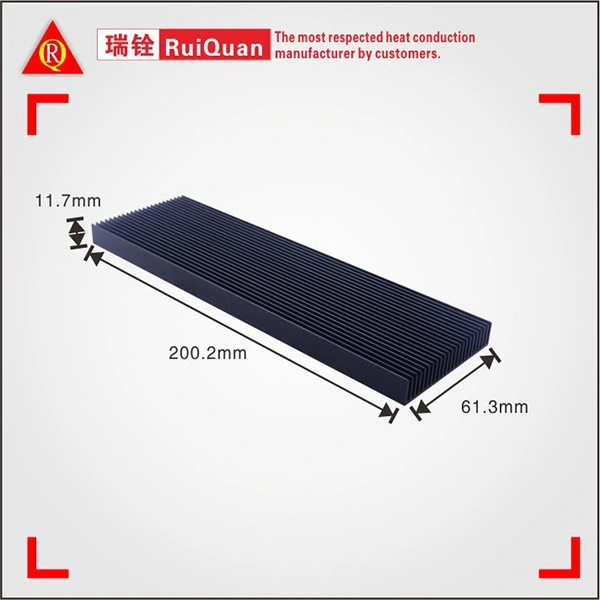 61.3mm W Black Density Fins Profile Extrude Aluminum Heat Spreader Anodized Radiator