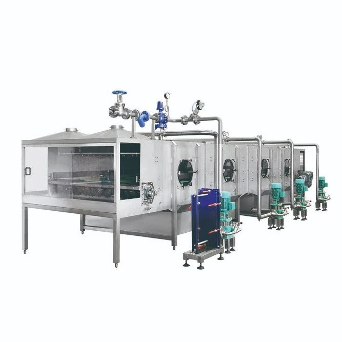 New arrival spraying cold water to cool down juice pasteurizer sterilizer tunnel