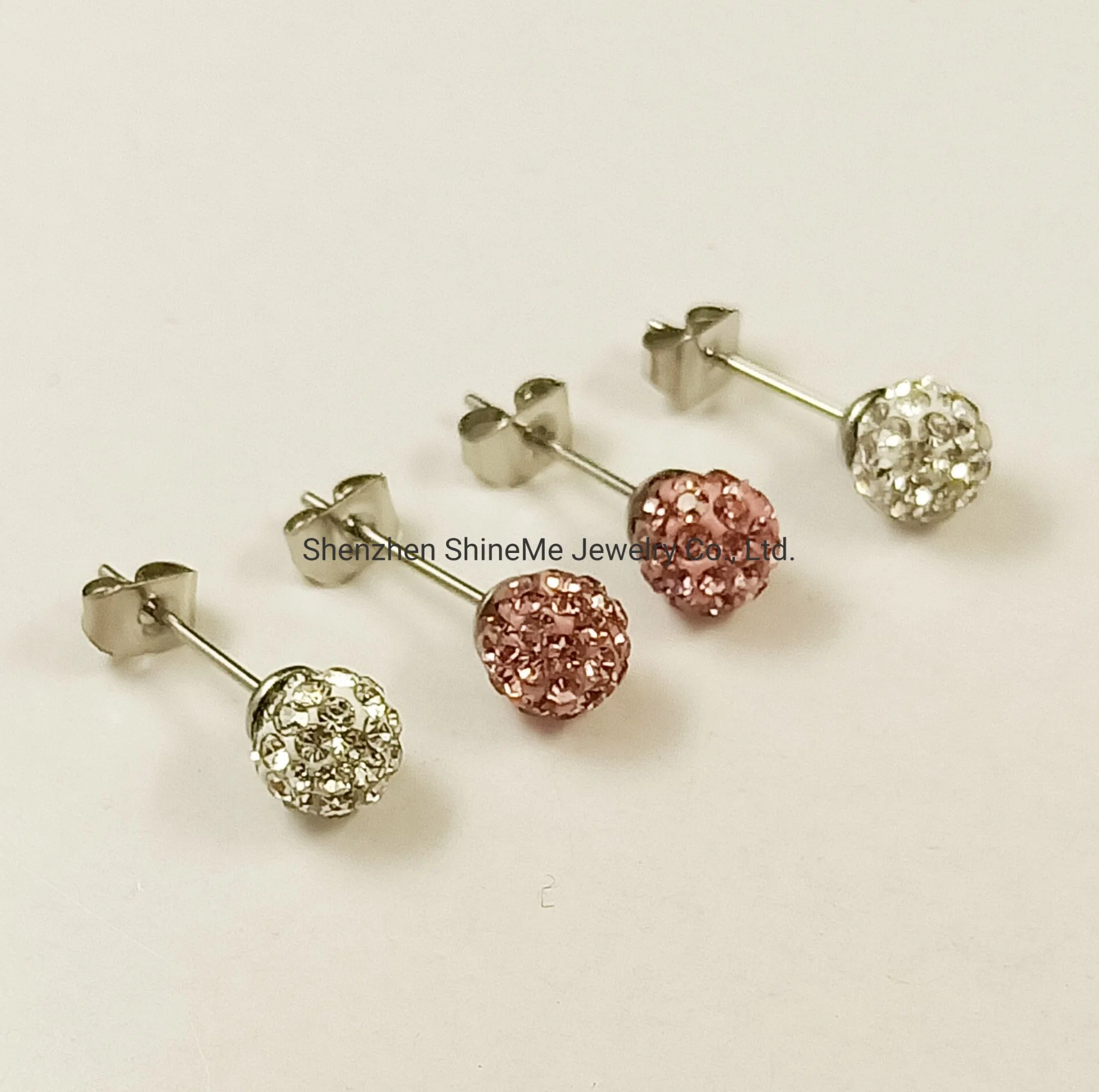 Bisutería Joyas de acero inoxidable Rosa CZ Ball Ear espárragos&#160;Arete Er4246