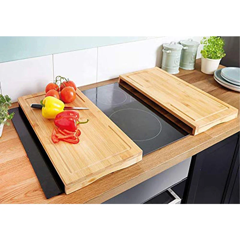 Hot Sale 2 PCS/Set Bamboo Chopping Board Induction Ceramic Hob Cover Kitchen Cutting Board Worktop Space Saver