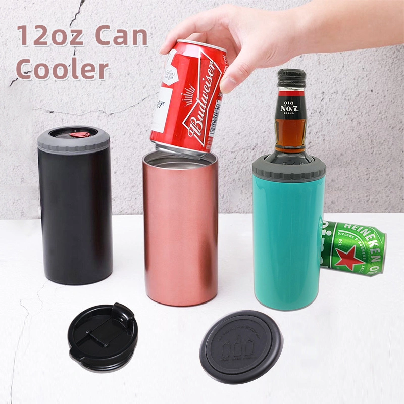 BPA Free Double Wall Water Bottle Stainless Steel Cup Coffee Beer Wine Can Cooler 16oz Custom Logo Color