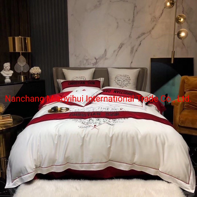 Wholesale/Supplier Market 4PCS 100% Cotton Printing Bedding Set Luxury Handbag Fashion Shoulder Bags Brand L''v Designer Duvet Cover Set Hotel Bedding Set