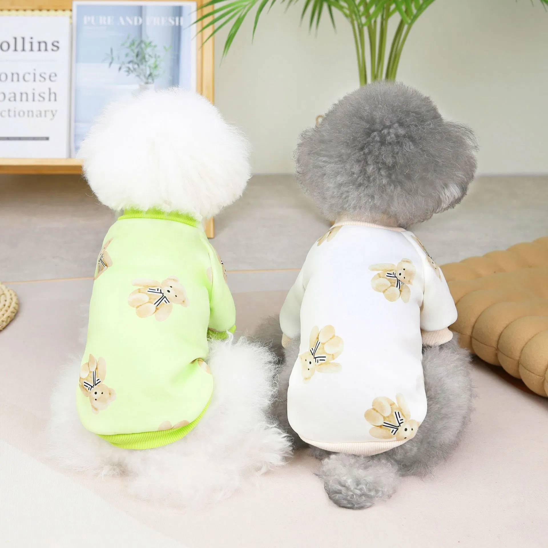 Pet Accessories Thicken Milk Silk Dog Clothes Little Bear Printed Dog Garment Dog Hoodie