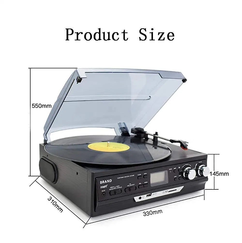 45 rpm SD USB Vinyl Turntable Phonograph Player Cassette estéreo Reproductor de cintas