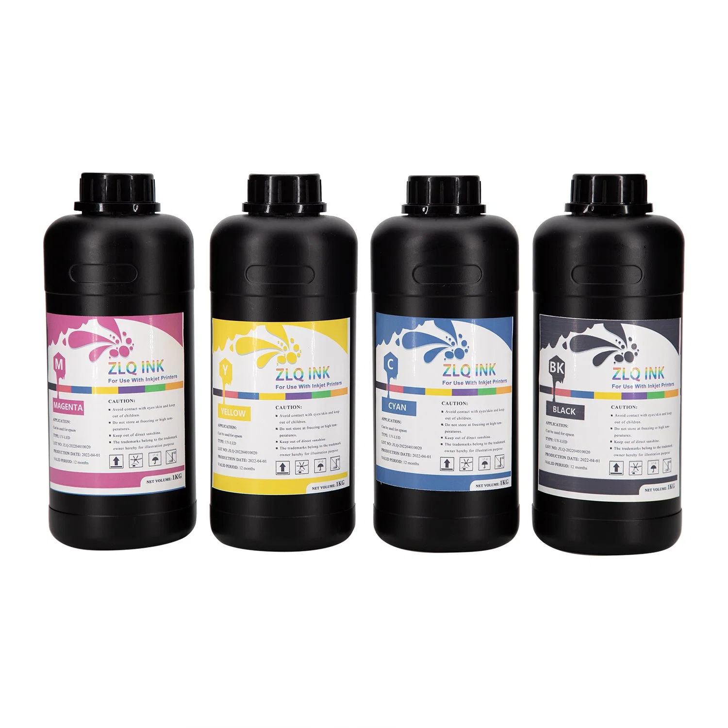 Encre d'impression LED UV de haute qualité en 8 couleurs, encre dure/douce.