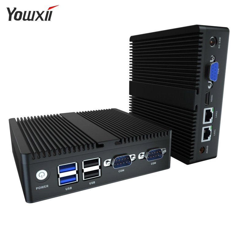 Mini PC J1900 CPU sans ventilateur 2 X SODIMM DDR4 RAM M. 2 2280 SSD USB*6 DP+HDMI+VGA ordinateur industriel