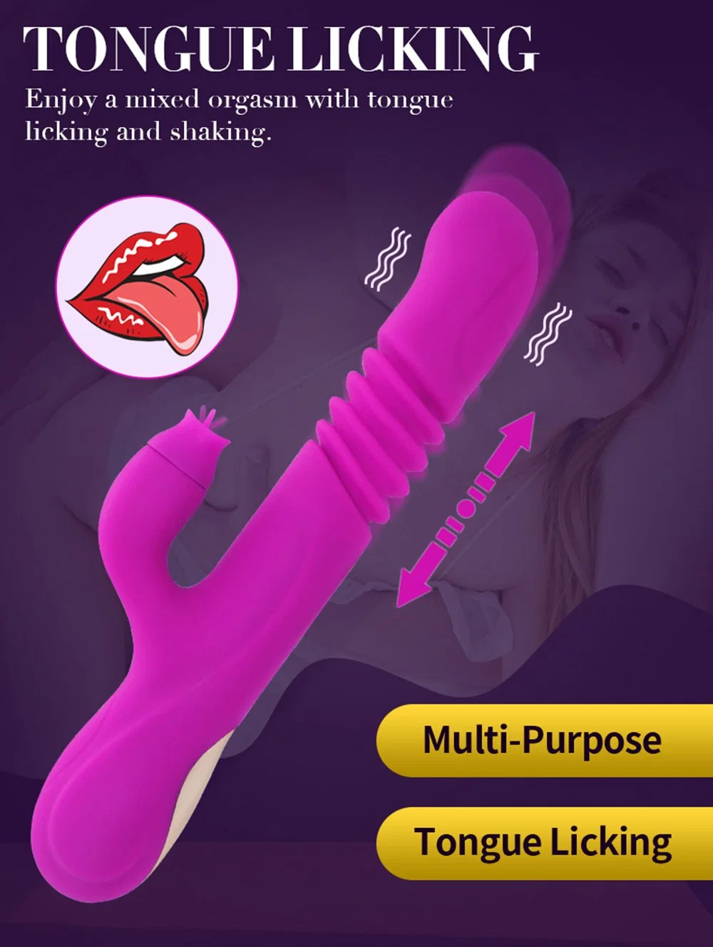 Amazon Hot Selling Silicone G-Spot Thrusting Vibrator Multi-Speed Speeds Vibration Rabbit Vibrator for Women