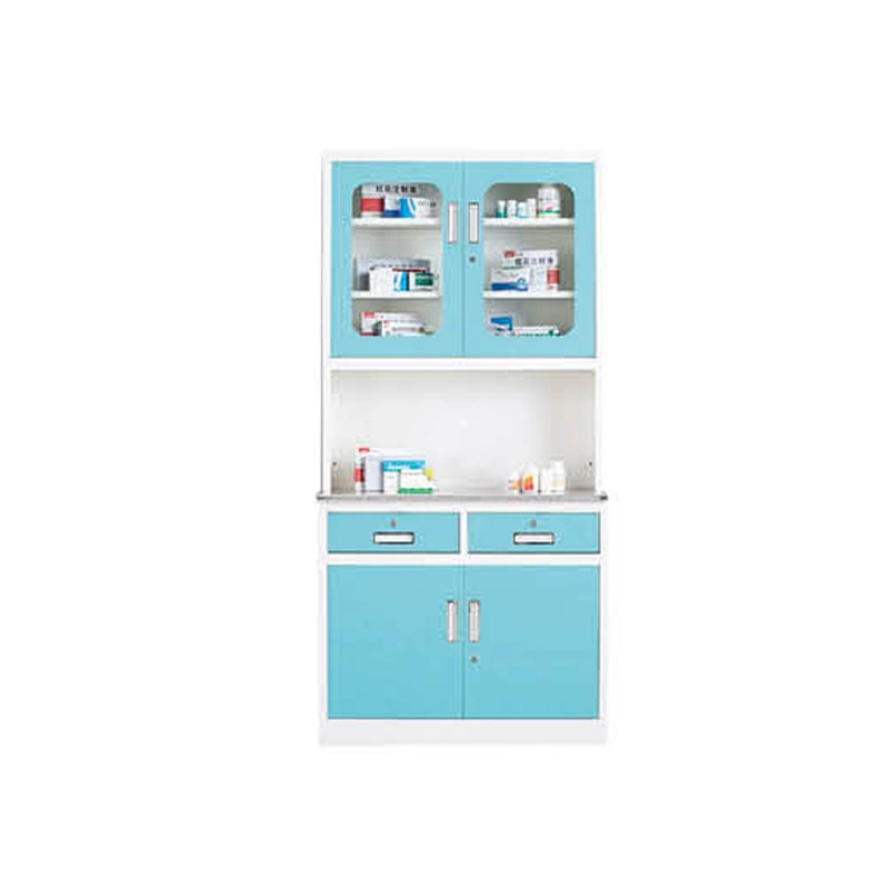 Full Height Metal File Documents Storage Swing 2 Door Cupboard Locking Steel Filing Cabinet Hospital Doctor&prime; S Office Metal Storage Medicine Cabinets