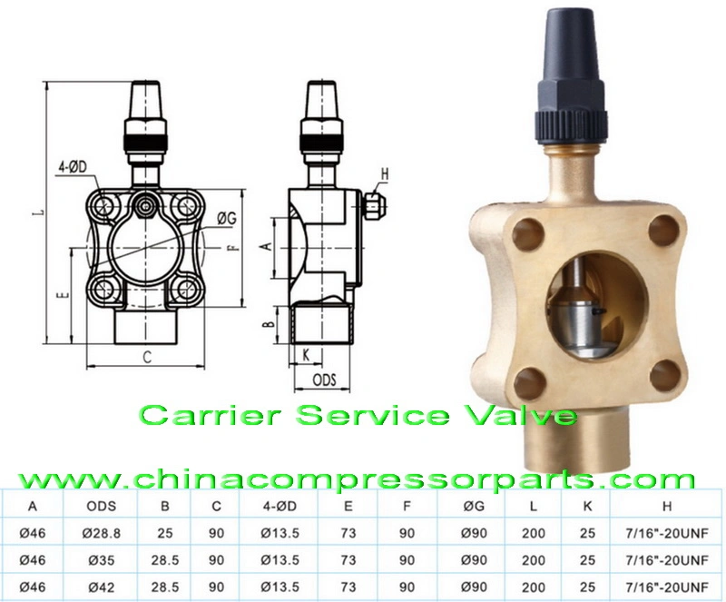 Cast iron shut-off valve for Copeland and Bitzer Refrigeration Compressor