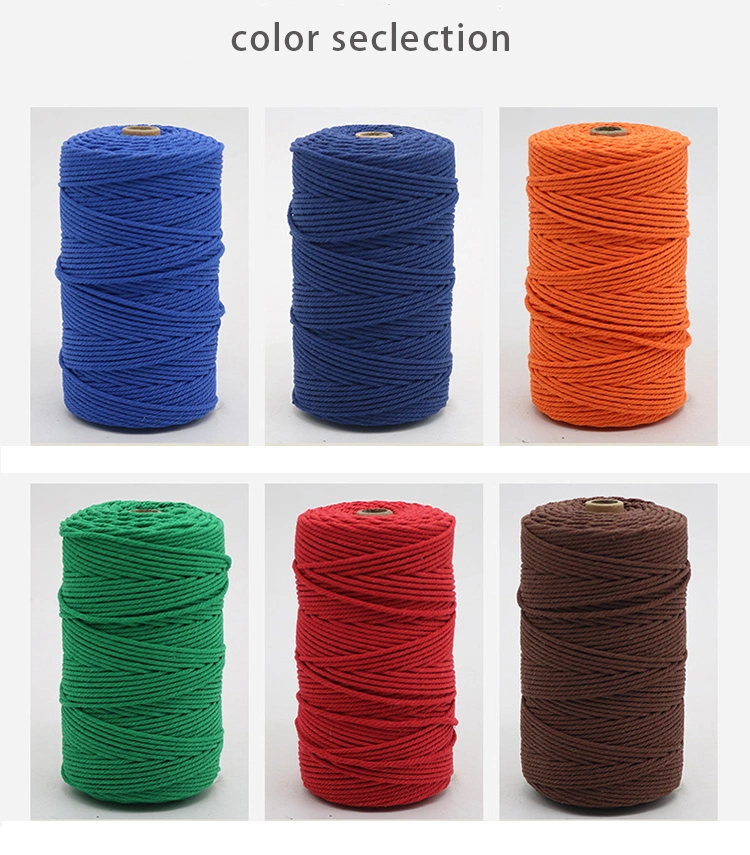 Custom Natural Braided 3mm 4mm 5mm Colorful Twisted DIY Cotton Macrame Cotton Rope Wholesale/Supplier