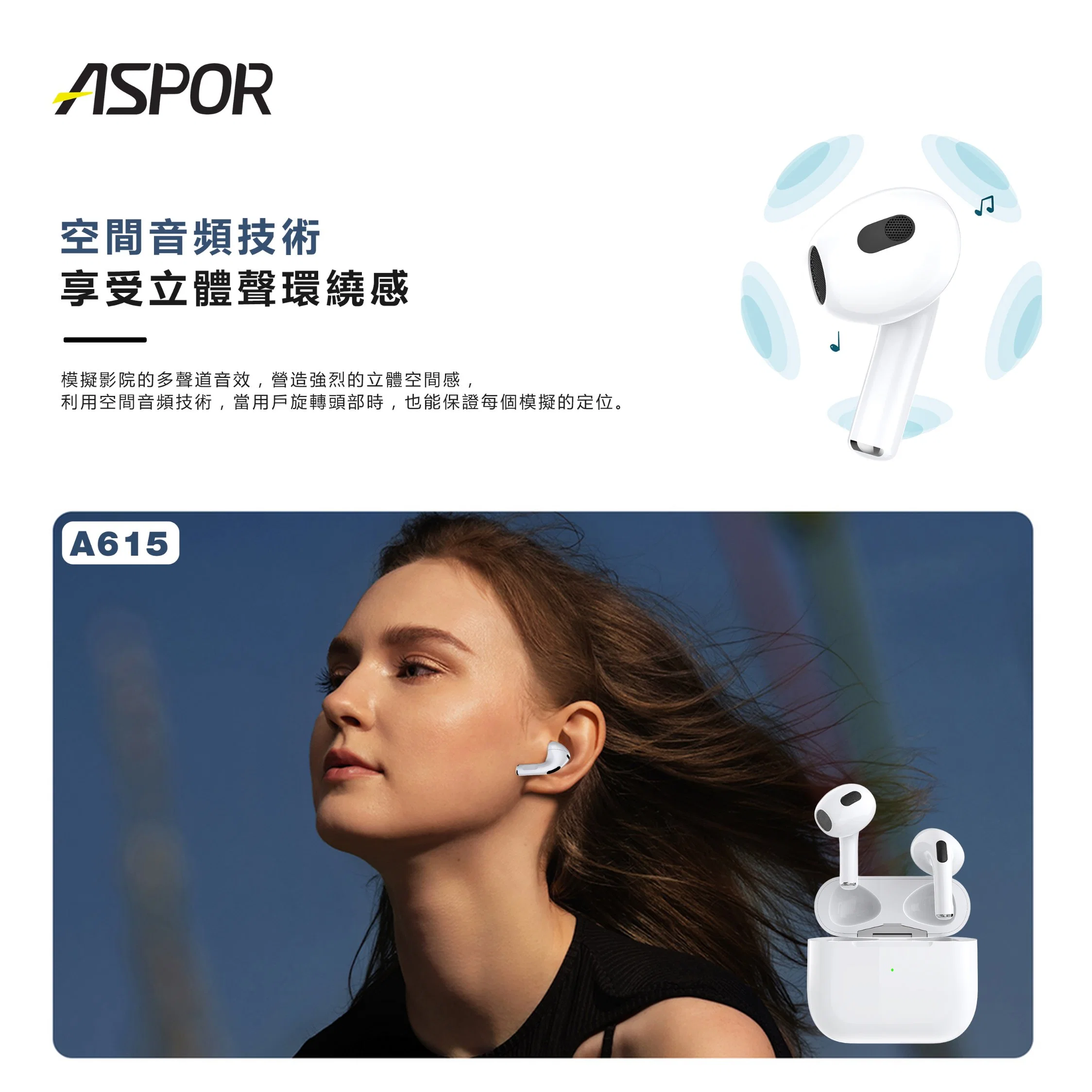 Торговая марка Aspor поддерживает беспроводной зарядки 3 поколений белый гарнитуры Bluetooth версии 5.0 можно использовать в течение 20 часов в 1,5 часов зарядки