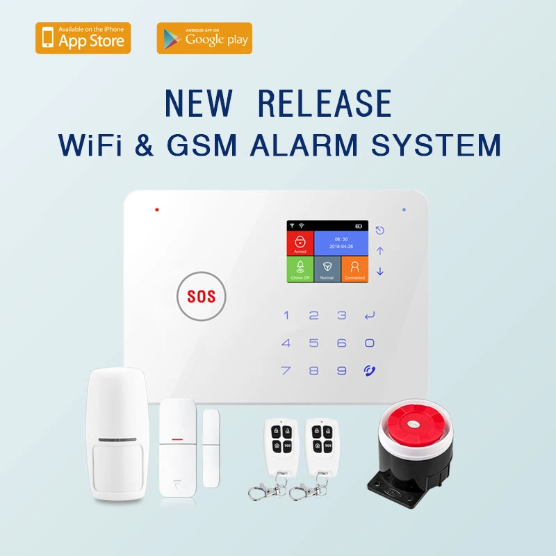 Tuya WiFi GSM Home Security Alarm System with Wired Wireless Smart Zones (ES-G66W)