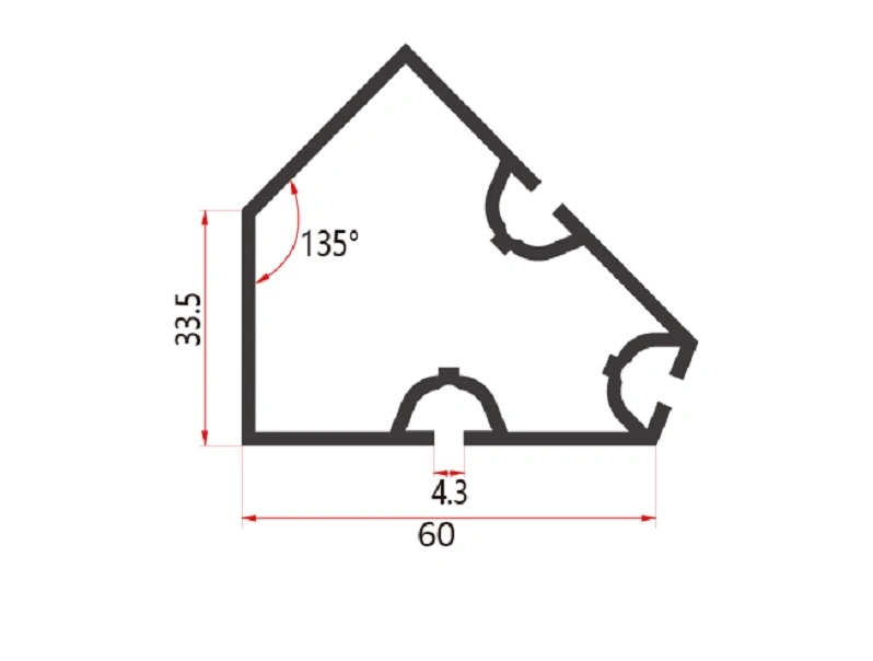 Square Extrusion 60135 GM6003 Aluminium 3 System Grooves of Assembling Tubes