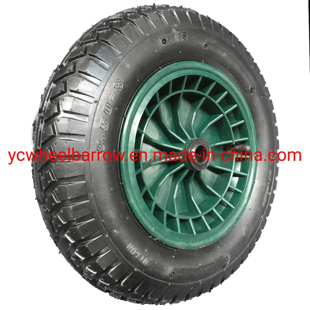 14*3.50-8 Natural Rubber Tyre Air Wheel Pneumatic Wheel with Plastic Rim for Garden Wheelbarrow