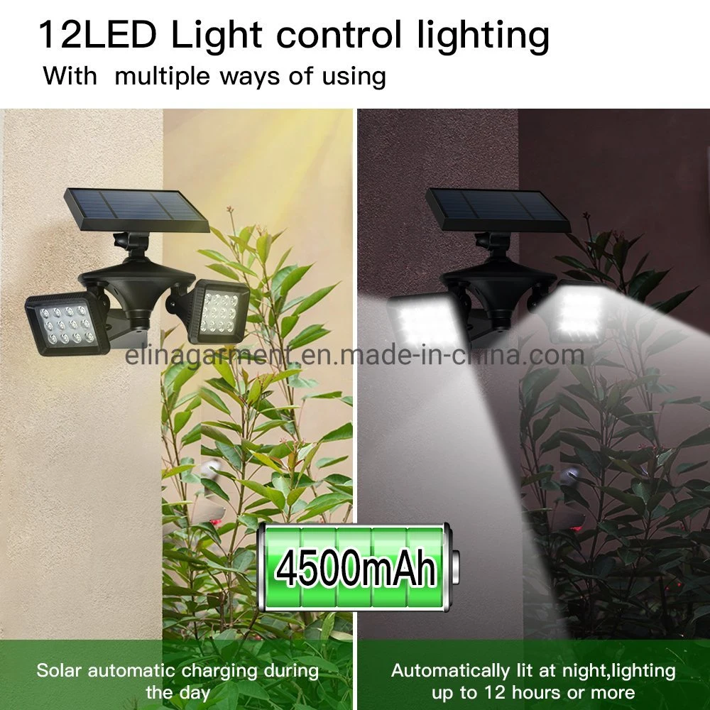 New Arrival 24 LED Solar Spotlight Double Heads Lawn Light Outdoor Garden Solar LED Spike Spot Lights 2021