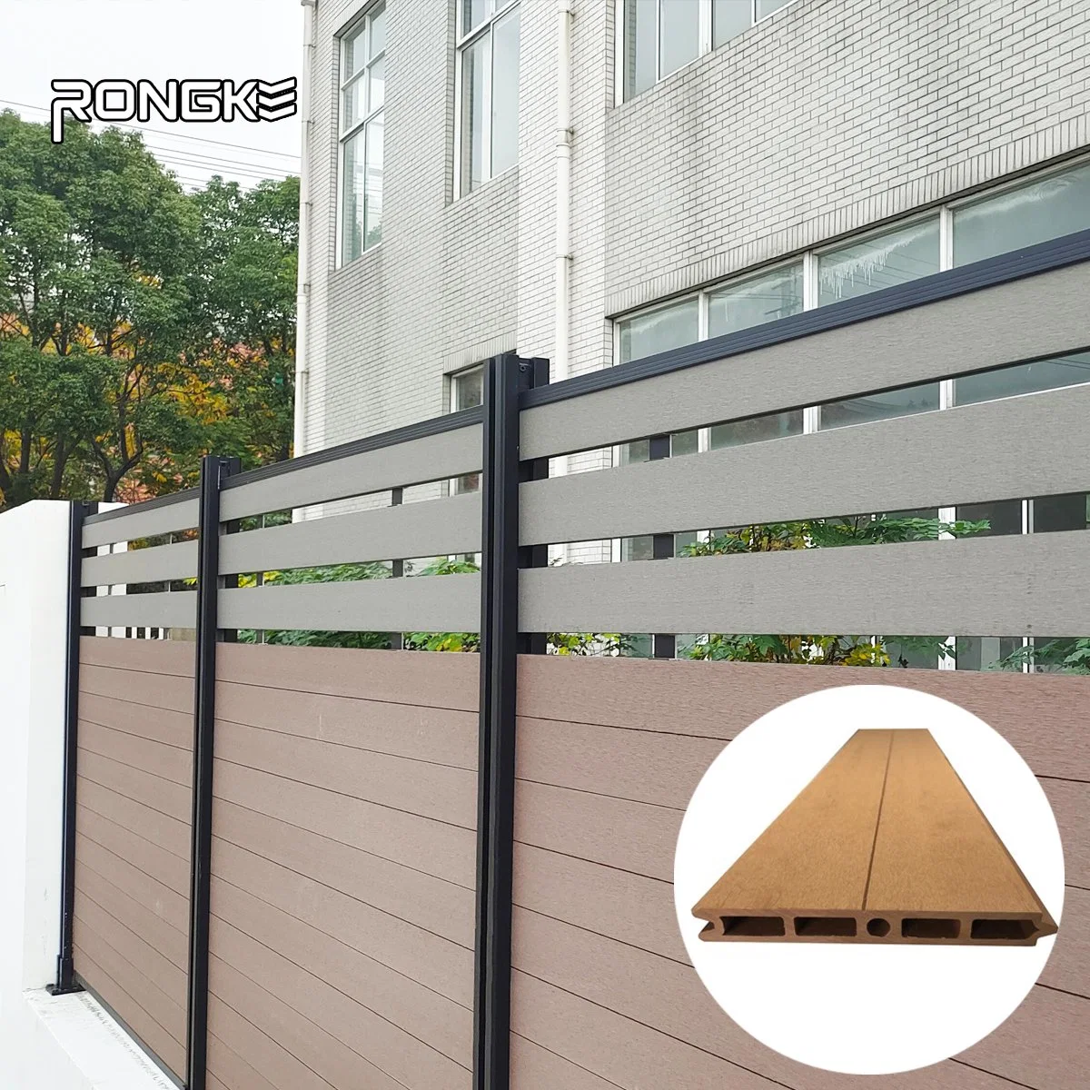 Wholesale Price Wood Grain Composite Wood Garden WPC Fence Panels Privacy Fence