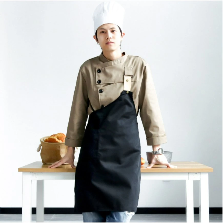 Red Long Sleeve Snap Button Chef Jacket France Chef Workwear Clothing Chef Uniform Work Uniform
