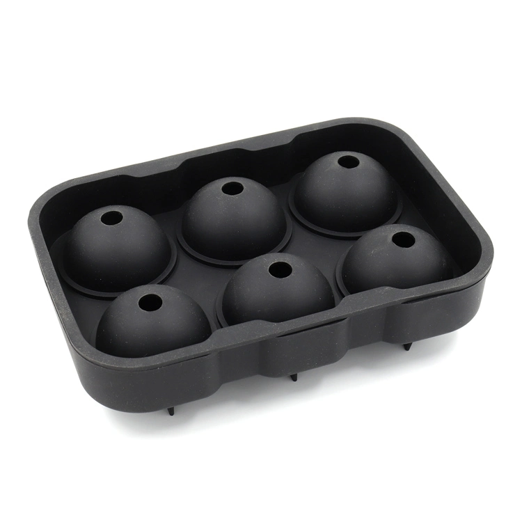 2PCS in Stock Homemade Black 3D Round Silicone Ball Shaped Mold Square Ice Cube Tray