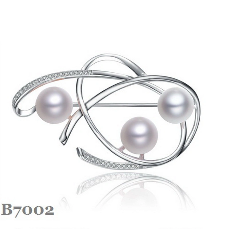 Universe 925 Sterling Silver Brooch with CZ Stones and Fresh Water Pearls in Stock