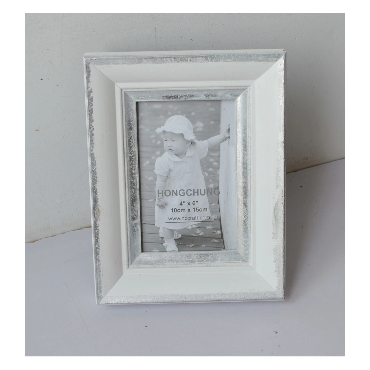 New Wooden Foil Photo Frame in Silver Line