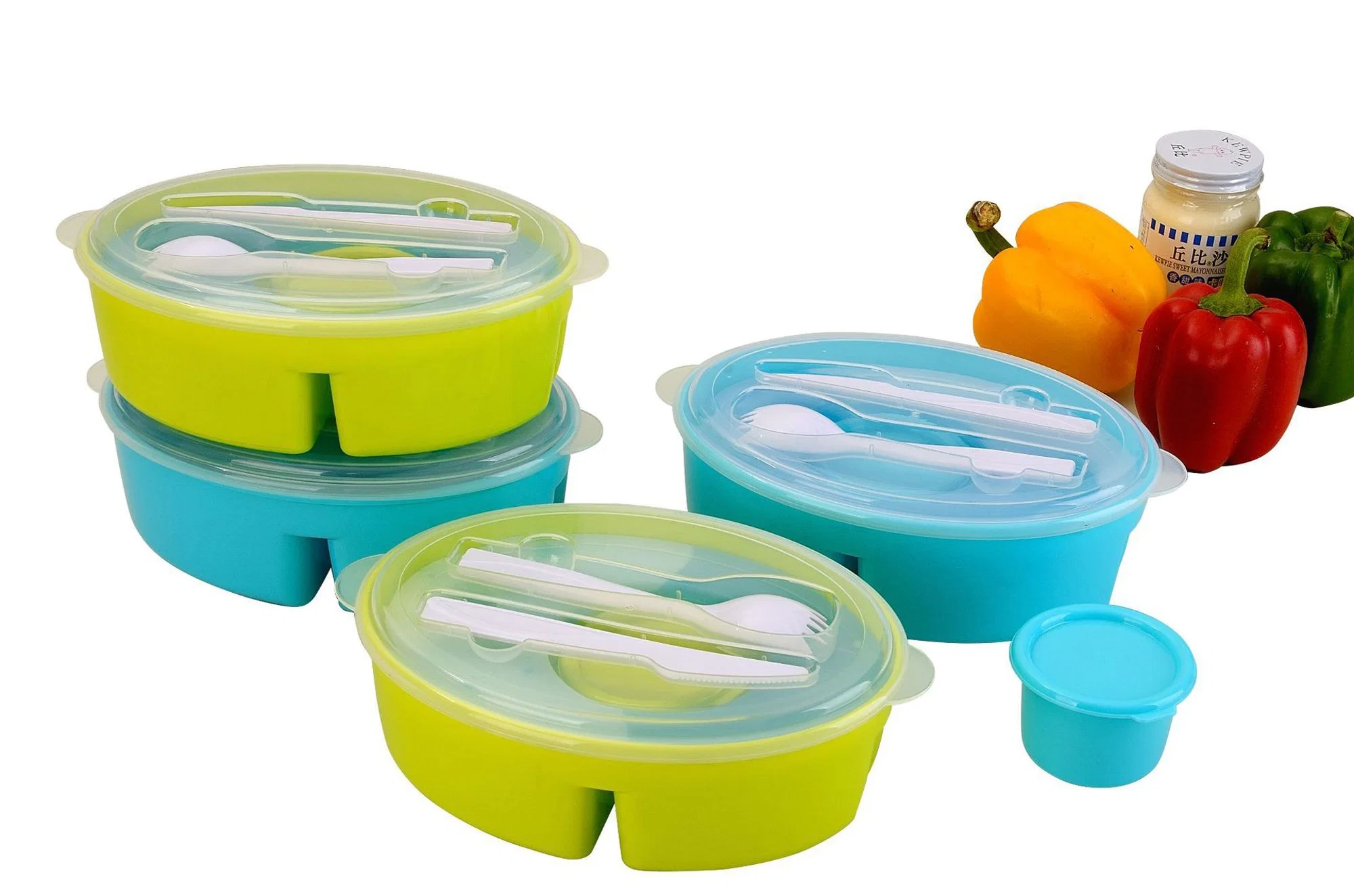 Large Bento-Style Leakproof with 4 Compartments Food Storage Bento Box Kids Lunch Box