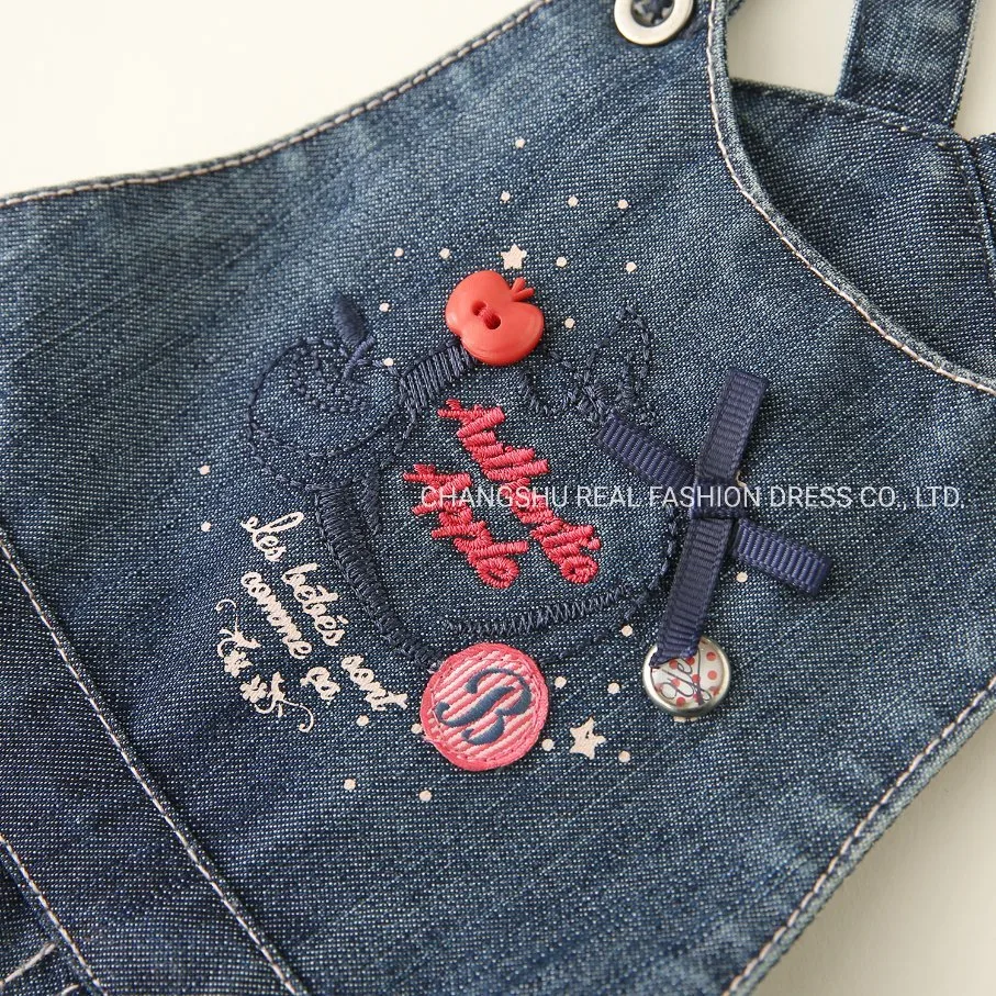 Neugeborenes Baby Kinder Kleidung Kleinkind Woven Denim Strapsstrapper Kurz Mit Stickerei