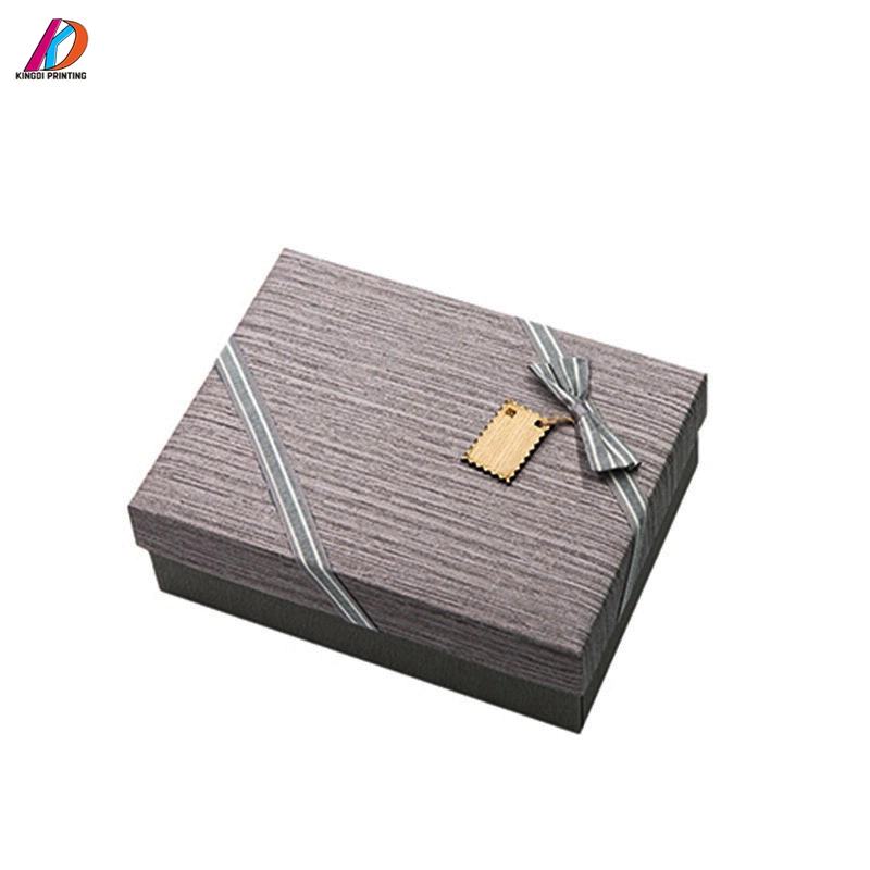 Luxury Promotion High Paper Cardboard Top and Base Striped Gift Box with Ribbon