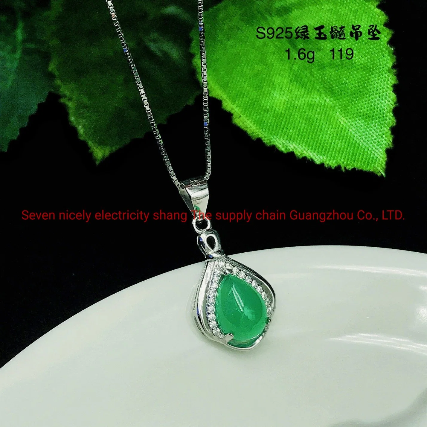 Produtos OEM personalizados Fashion 925 jóias de prata Chrysoprase Luz de Alta Qualidade Peso CZ religiosa Pendente Transversal