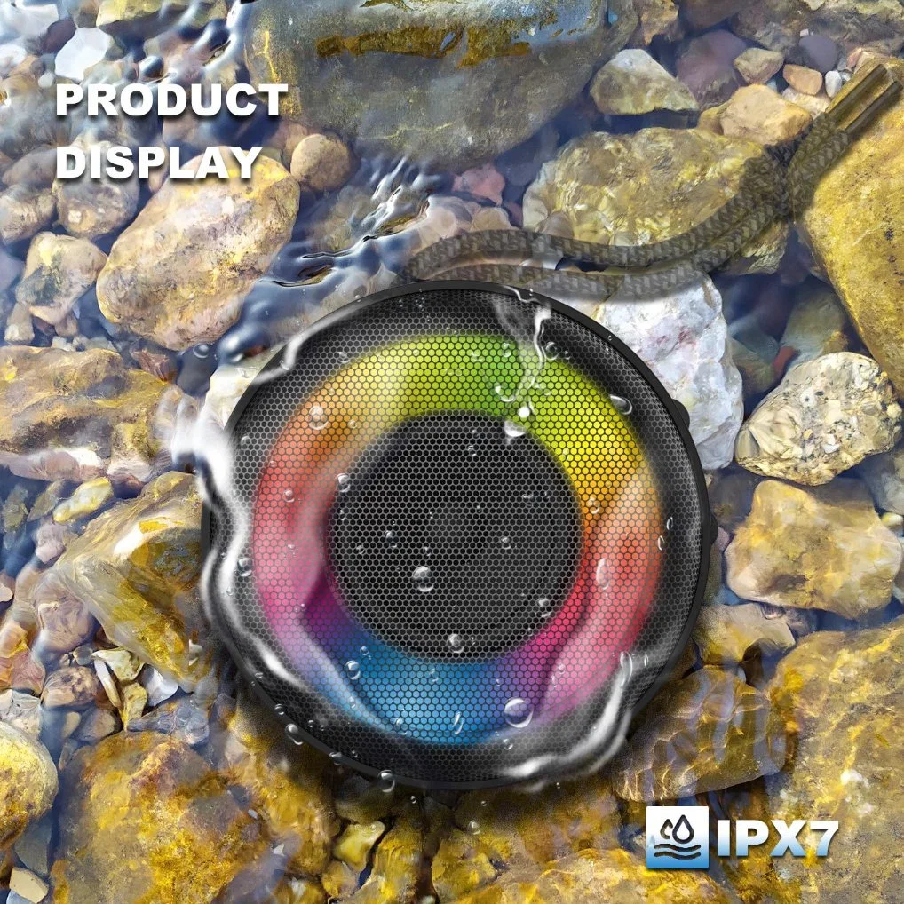 2023 New RGB Color Lights Ipx 7 Waterproof Speakers Wholesale/Supplier Portable Round Shape Mini Outdoor Light-Emitting Wireless Bluetooth Audio with LED Lights