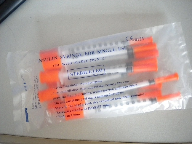 Disposable Medical Orange Cap 1ml Insulin Syringe with Fixed Needle