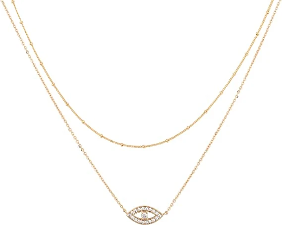 Limited Time Discount Popular Style Devil&prime; S Eye Zircon Diamond Necklace Gold Plated Chain Fashion Accessories