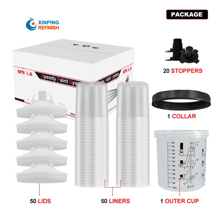 Pistola de pintura clara de plástico de Pintura Rápida de medición de la Copa de disolvente de pintura Sistema de preparación