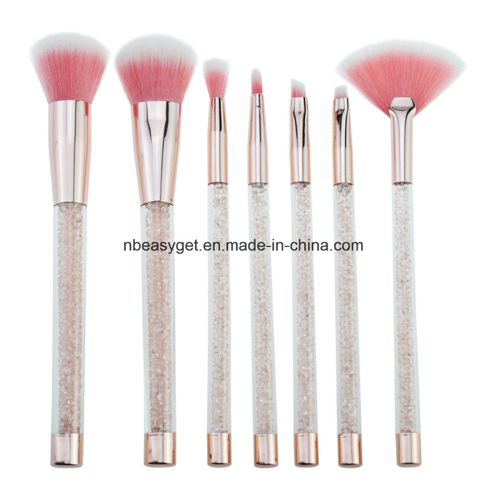 7PCS Makeup Brush Set with Shiny Crystal Liquid Quicksand Glitter Acrylic Handle Esg10503