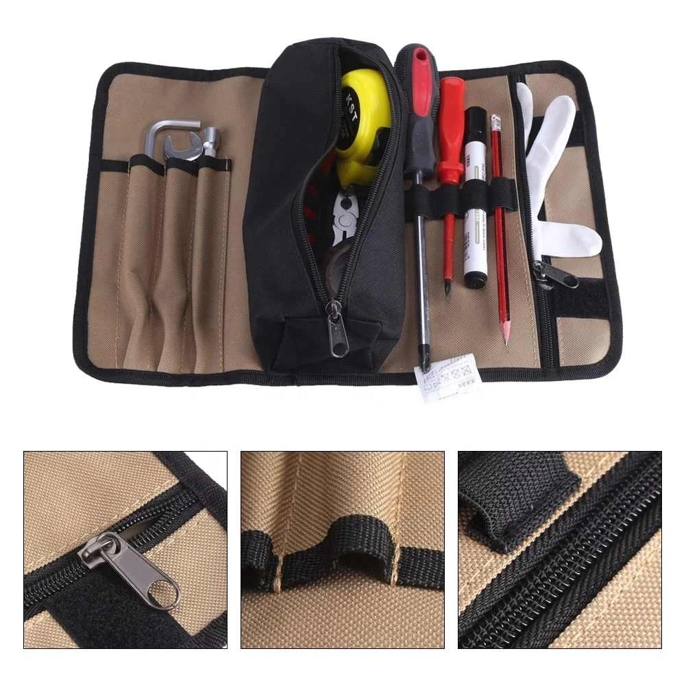 Waterproof Durable Oxford Canvas Tool Bag Chisel Roll Rolling Repairing Tool Utility Bag Electrician Roll up Tools Storage Bag