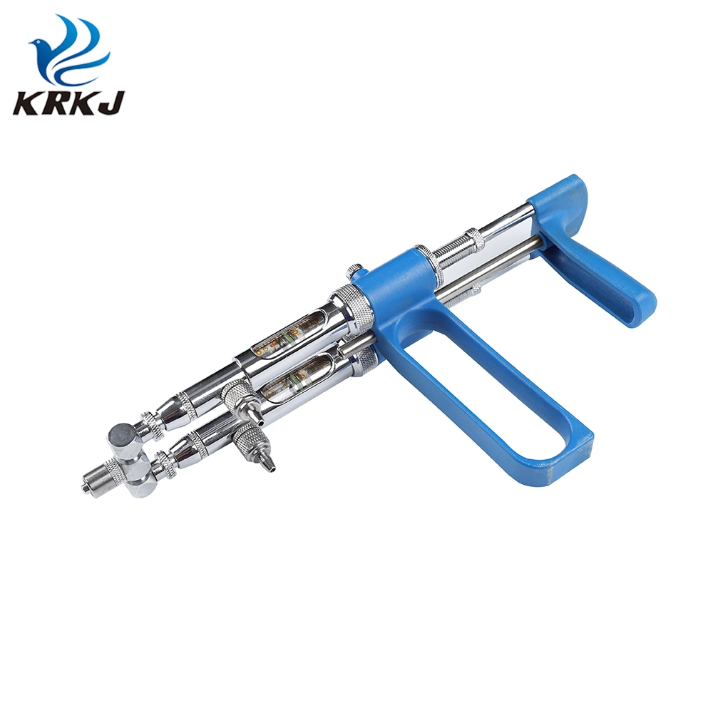 Automatic Dual Barrel Vaccinator Continuous Animal Injection Syringe