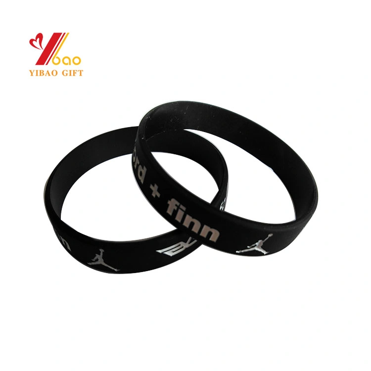 2019 New Style Black Custom Logo Fashion Sport Silicon Rubber Wrist Band PVC Embossed Colorful Wristband/Silicone Bracelet (YB-SW-007)