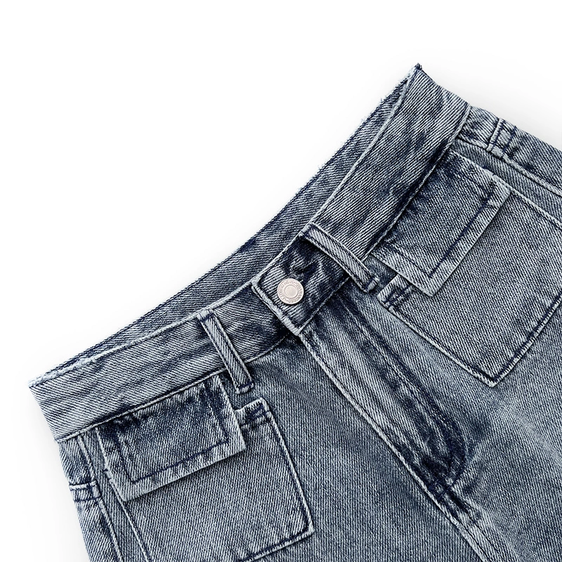 Taille personnalisée du logo Short d'été Pantalon en Jean à taille haute détruite