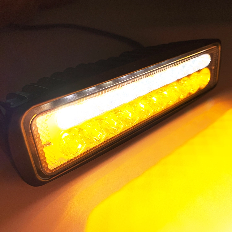 54W Double Color Amber White LED Work Light Bar Yellow Driving Work Headlight Floodlight Spot Fog Golden Lamp Car Styling